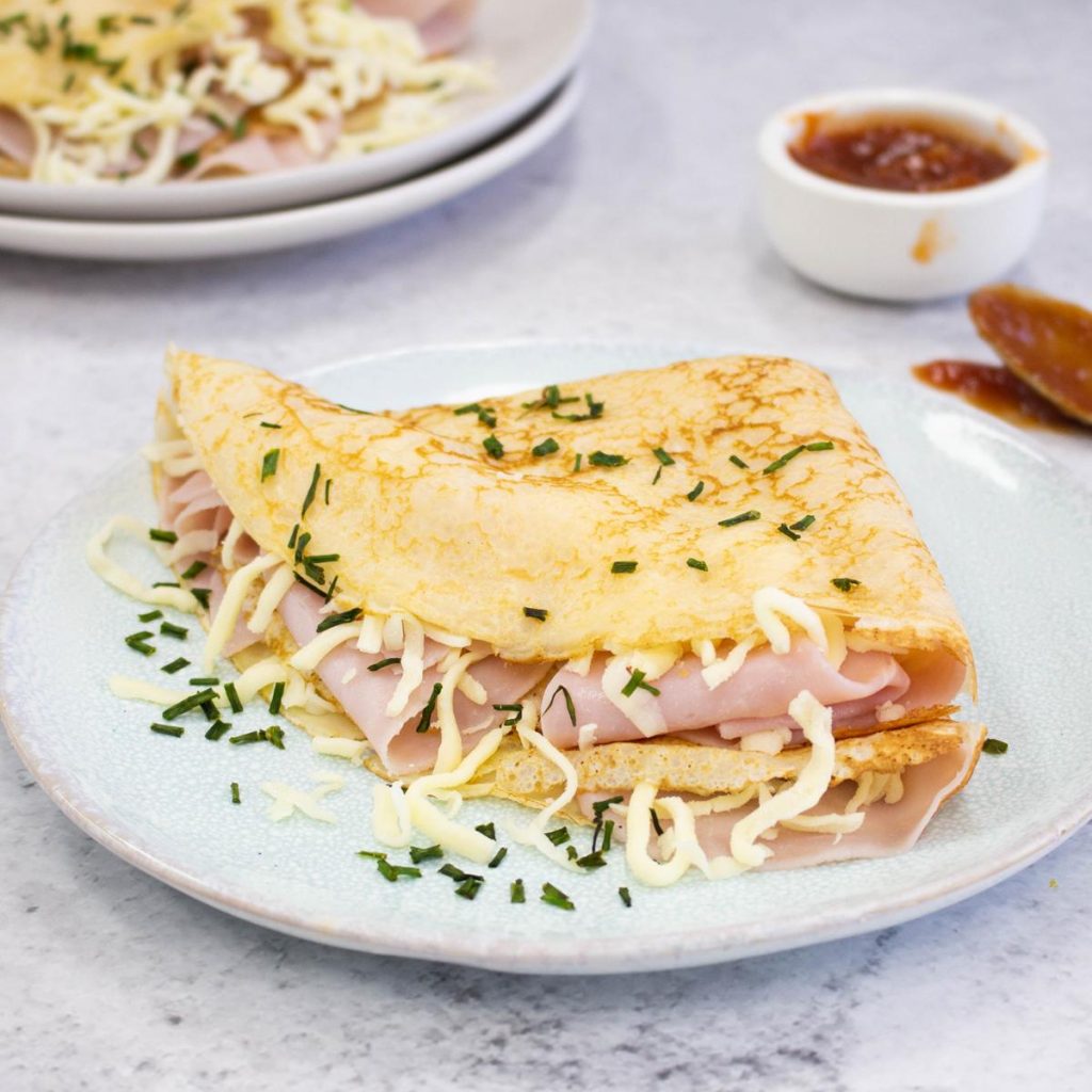 Ham and cheese crepes