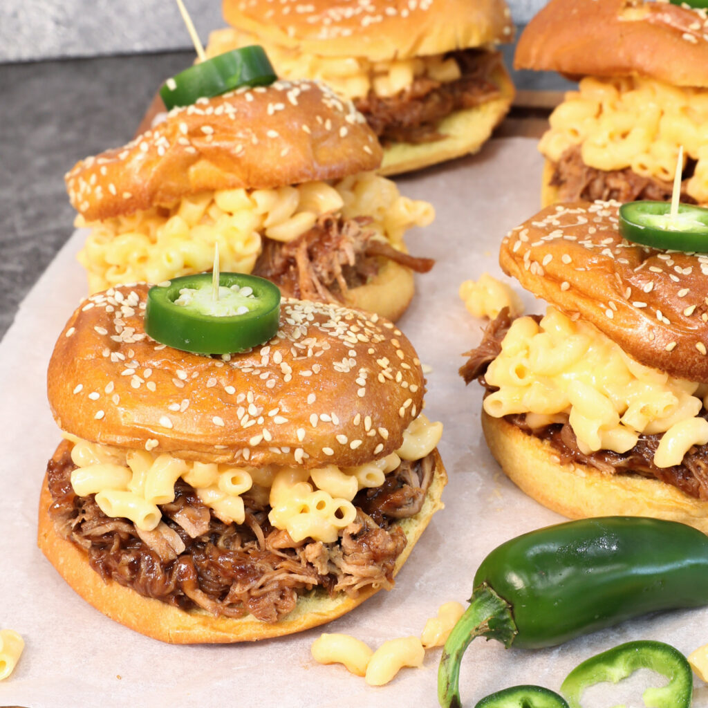 Pulled Pork Mac and Cheese Sliders