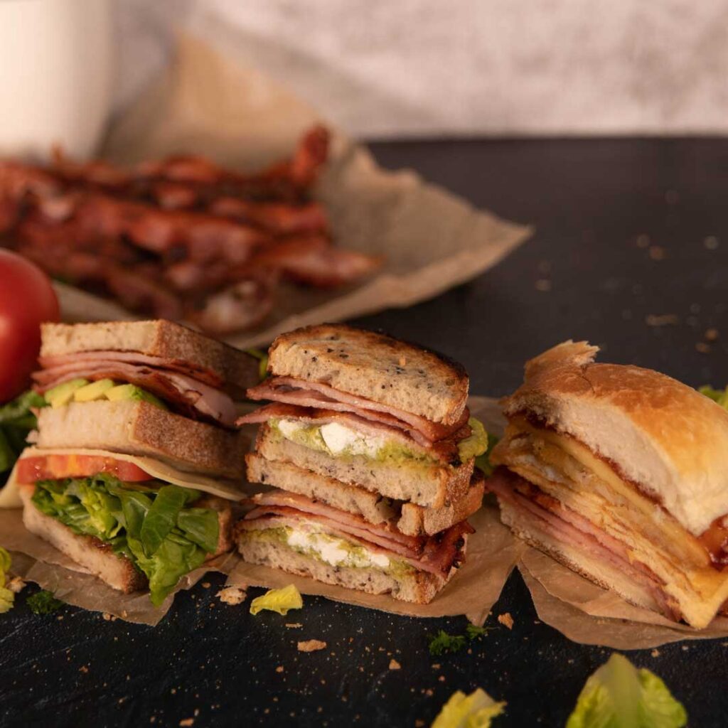 Three Aussie Farmers Medley Bacon Sandwiches